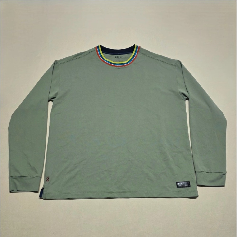Rhone Men Long Sleeve Knit Large Sweatshirt Sage Crew Neck Pullover Reg Fit